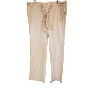VTG Y2k cargo pants size Large silk trim wide leg belted‎ low rise BEBE